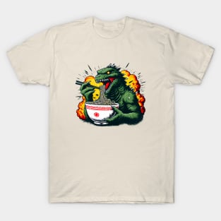 Giant Monster Ramen Bowl Tee - Fun Urban Fantasy Graphic T-Shirt